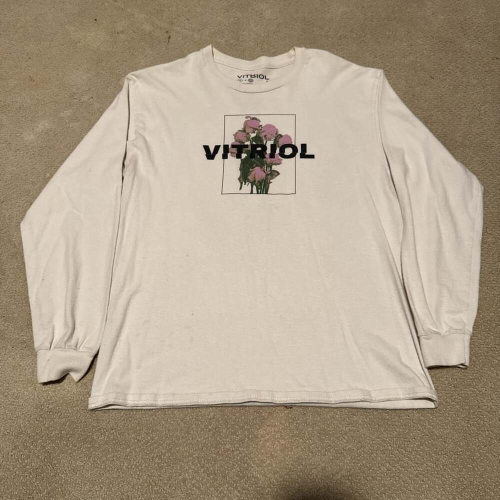 Vitriol Demise Long Sleeve Graphic Tee Size M Off White Rose Shirt